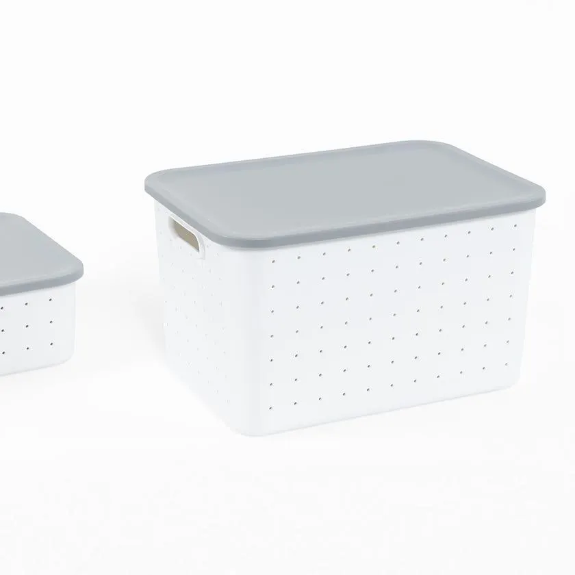 Storage Basket, White & Grey - Large, 35.3x20.6 cm
