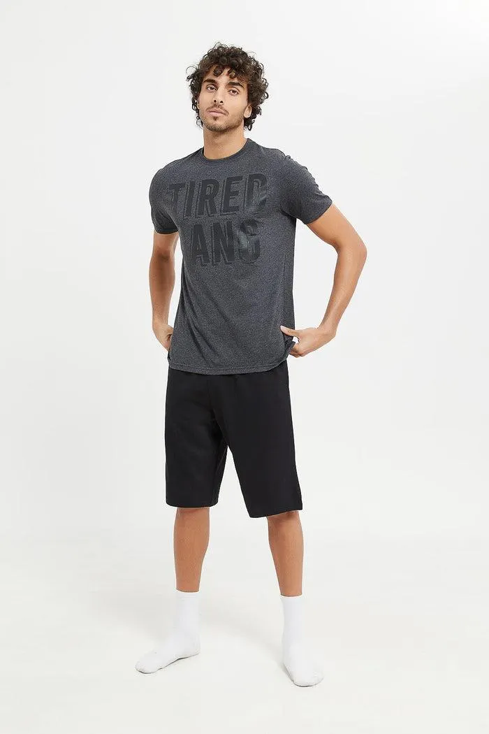 Men Charcoal And Black Pyjama Set (2 Piece)