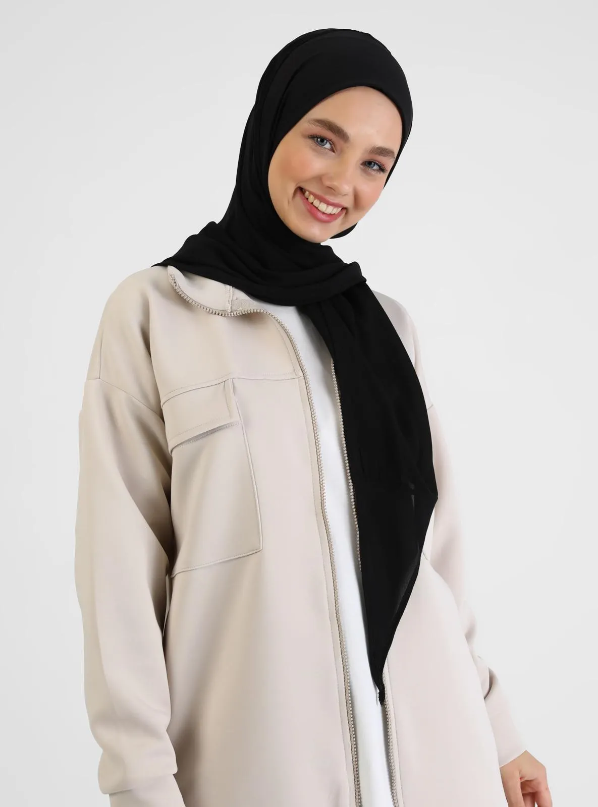 Micro Crepe Instant Hijab Black Instant Scarf