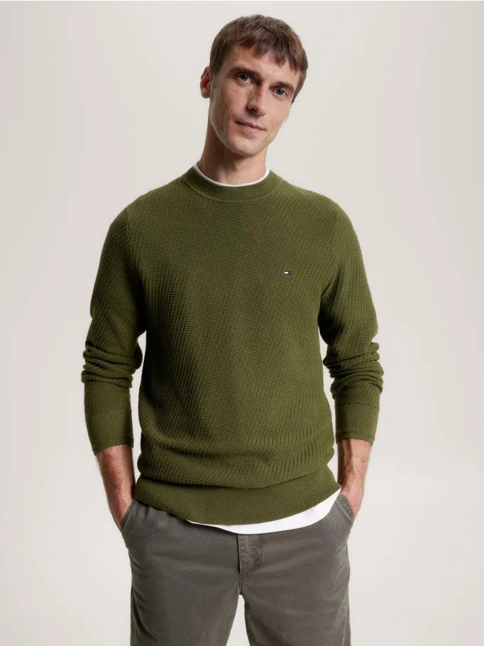 Waffle Knit Crew Neck Jumper