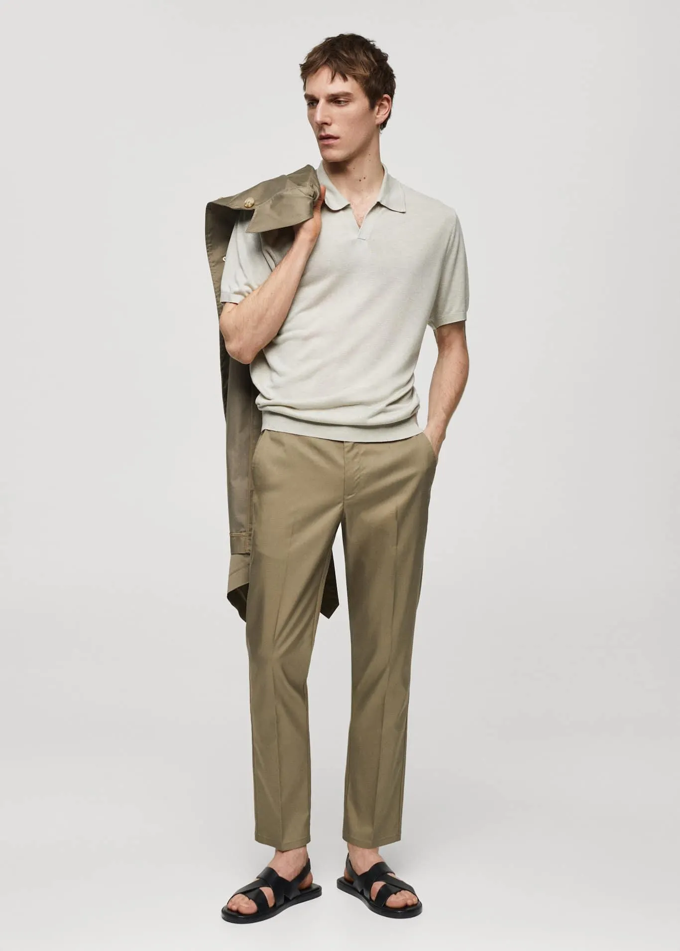 Short-sleeve knitted polo shirt