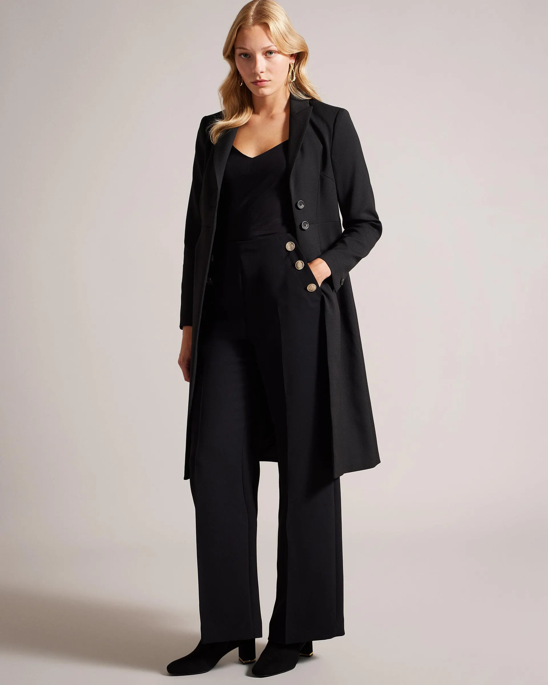 Remmiaa City Coat With Peaked Lapel Black