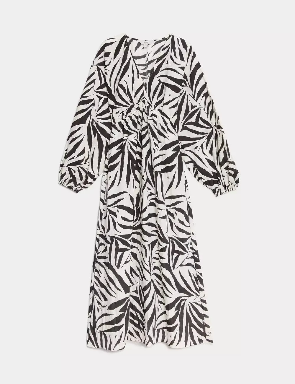 Printed V-Neck Midi Tea Dress