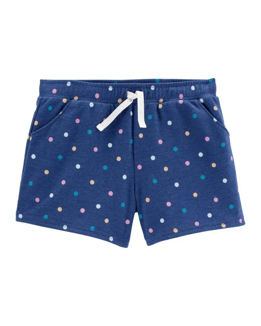 Polka Dot Pull-On French Terry Shorts