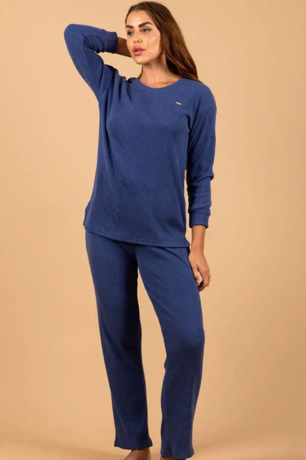 Ladies Blue Rib Lounge PJ