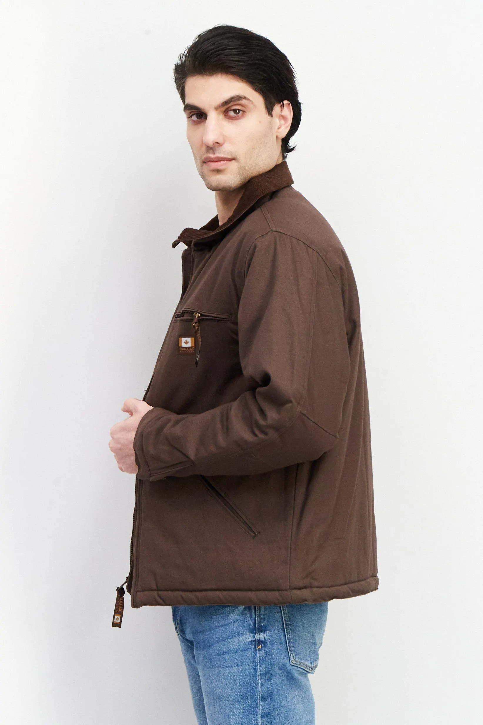 Men Mock Neck Long Sleeves Solid Windbreaker Jacket