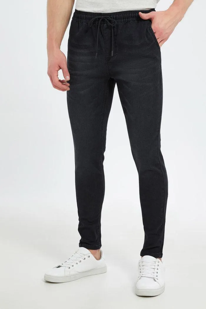 Men Charcoal Pull-On Denim Jeans