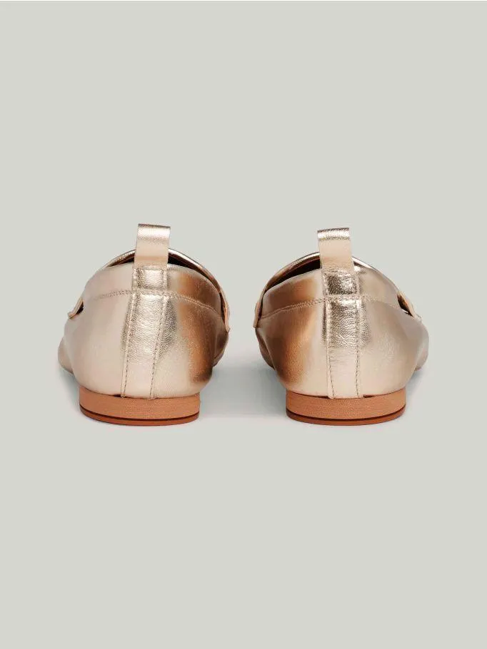 Metallic Leather Moccasins