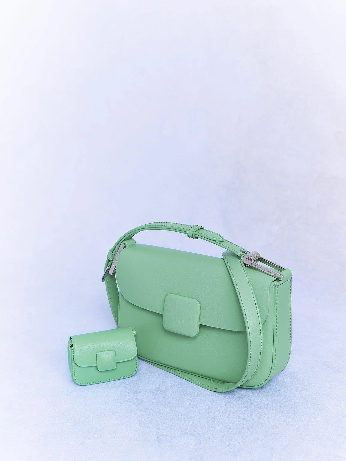 Micro Koa Square Push-Lock Bag - Green
