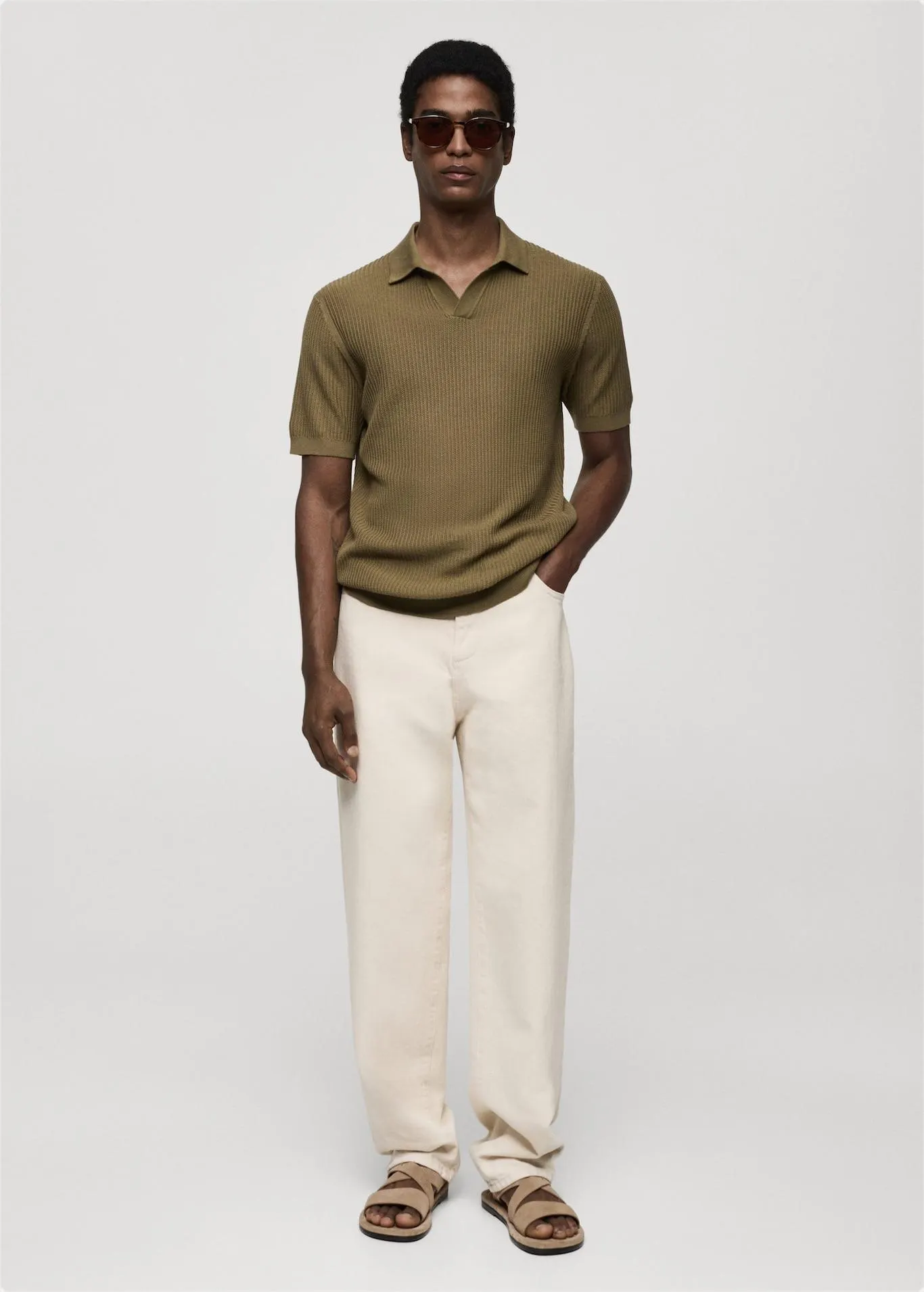 Ribbed cotton polo shirt