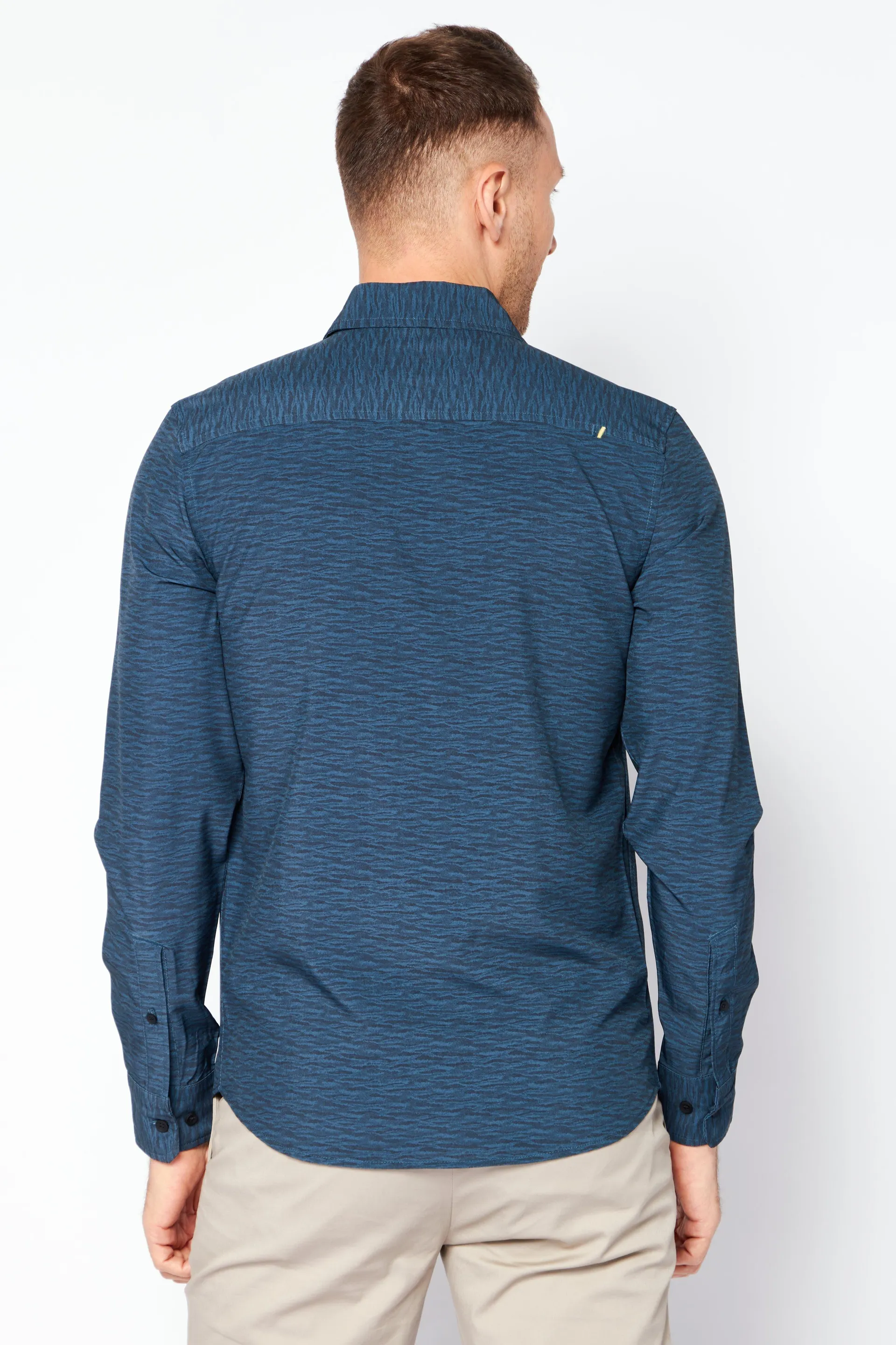 Men Regular Fit Solid Long Sleeves Casual Shirt, Teal Combo