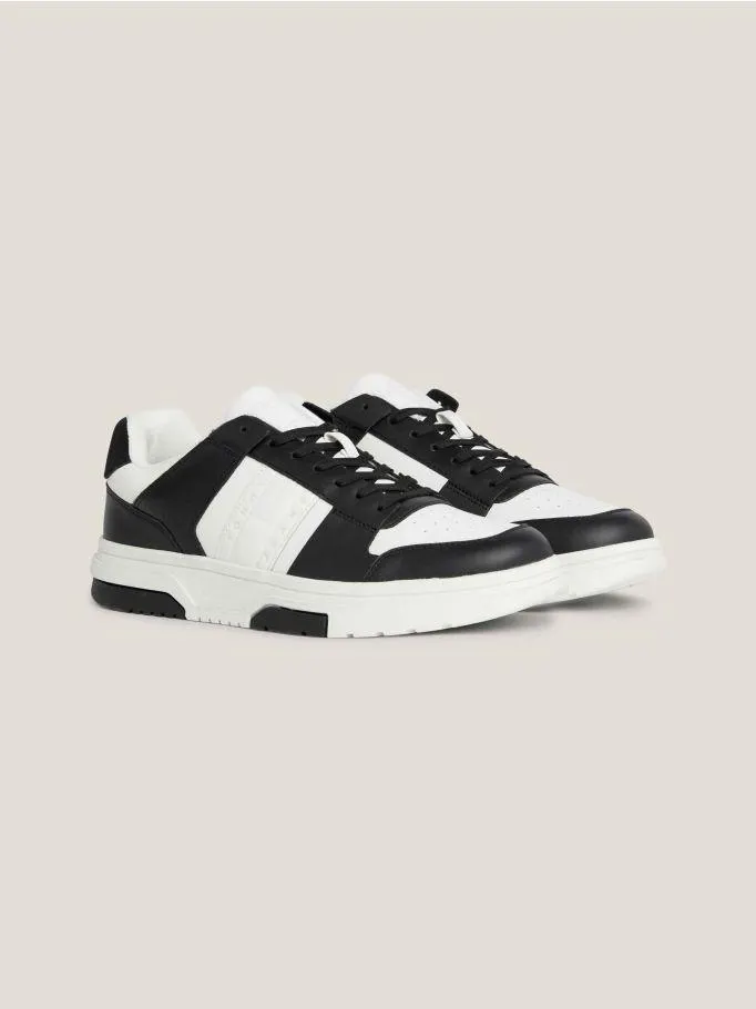 Leather Color-Blocked Cupsole Trainers