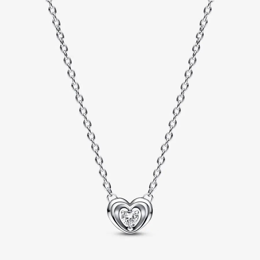 Radiant Heart & Floating Stone Pendant Collier Necklace