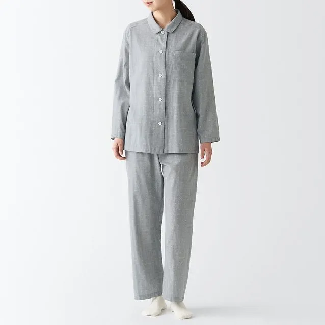 Side Seamless Double Gauze Long Sleeves Pajamas