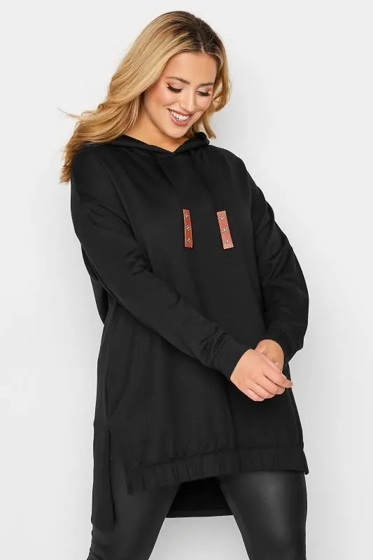 YOURS Curve Black Embellished Tie Hoodie