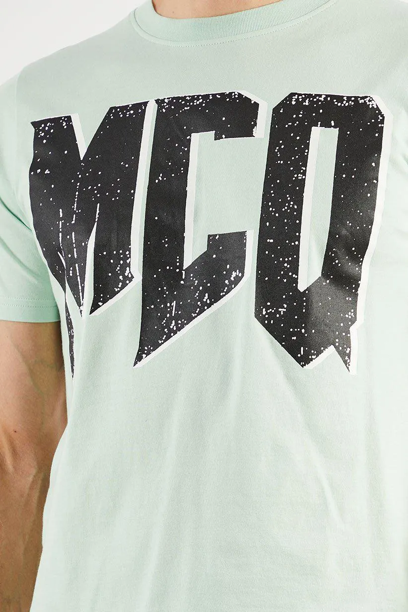 Men Crew Neck Short Sleeve Brand Logo T-Shirt, Mint Green