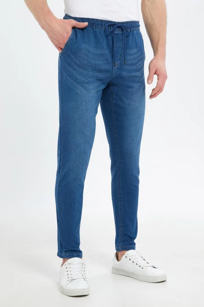 Men Blue Pull-On Denim Jeans