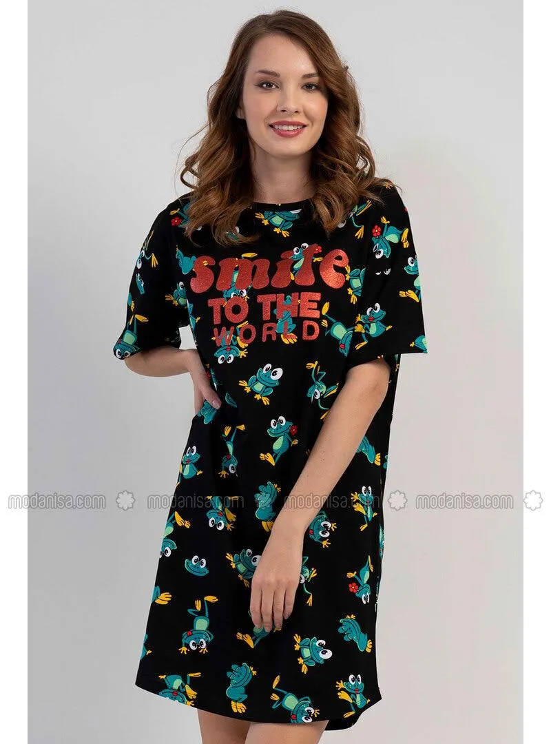 Cotton Low Shoulder Short Sleeve Nightgown