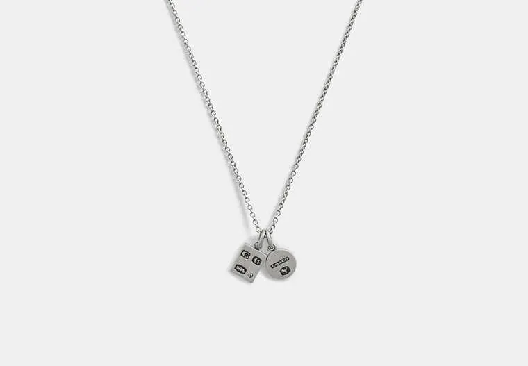 Sterling Silver Double Charm Long Pendant Necklace