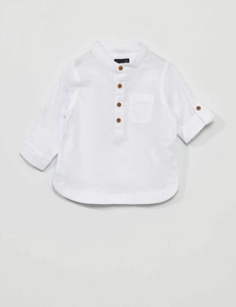 Eco-design shirt with grandad collar