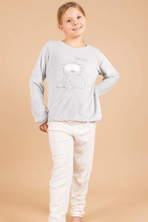 Girls Grey Sketchy Teddy PJ