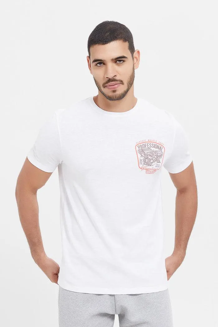 Men White Graphic T-Shirt