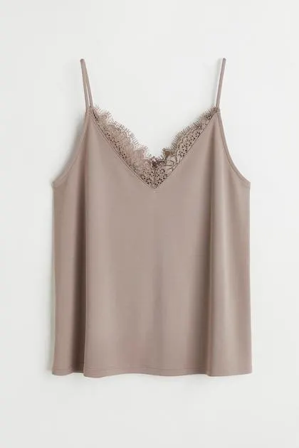 Lace-trimmed cami top