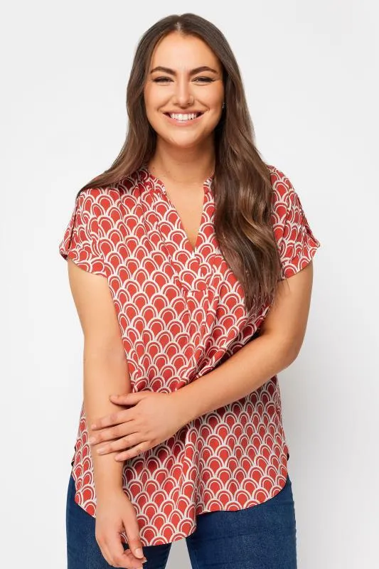 YOURS Curve Red Geometric Print Blouse