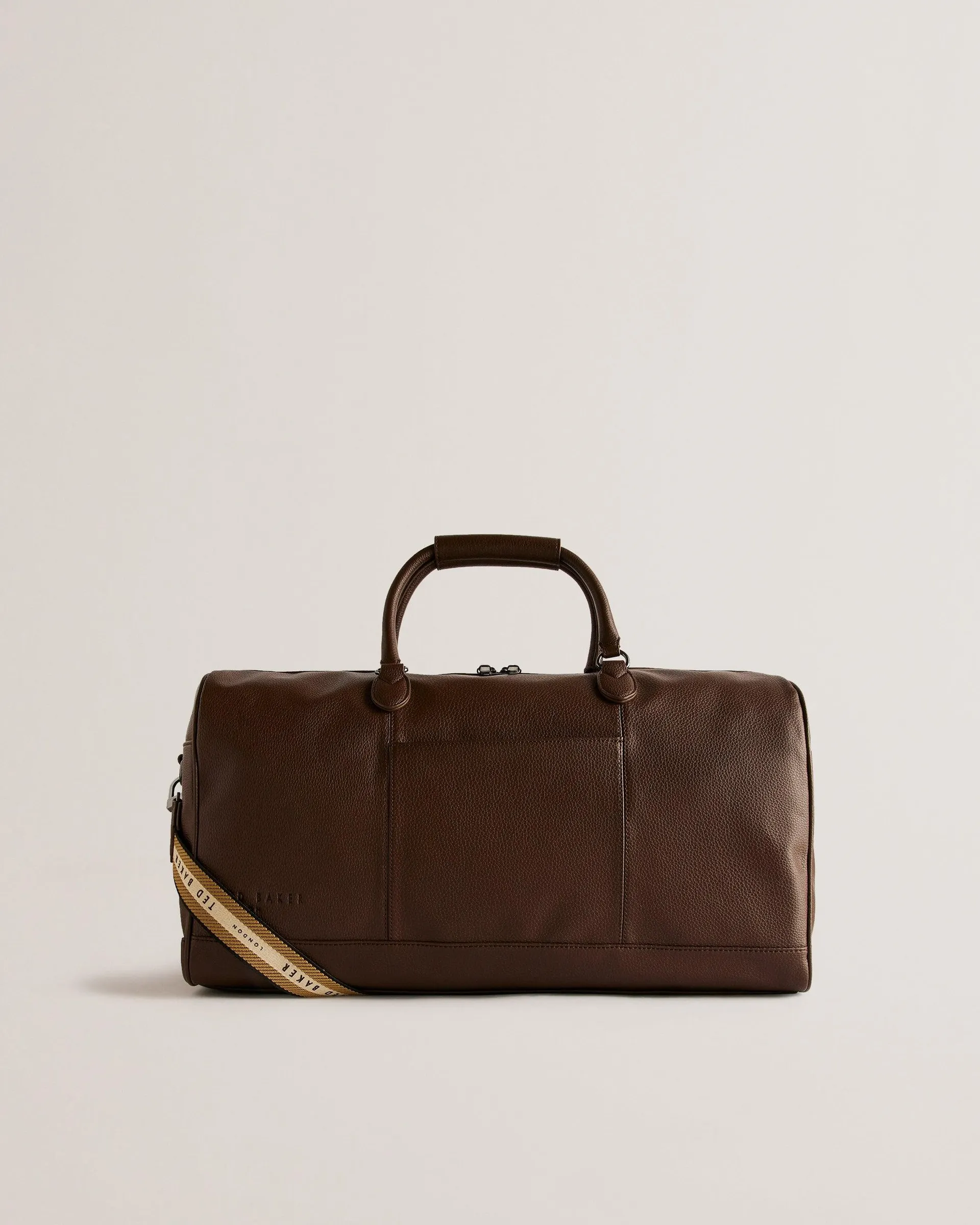 Kalvin Faux Leather Webbing Strap Holdall Brn-Choc