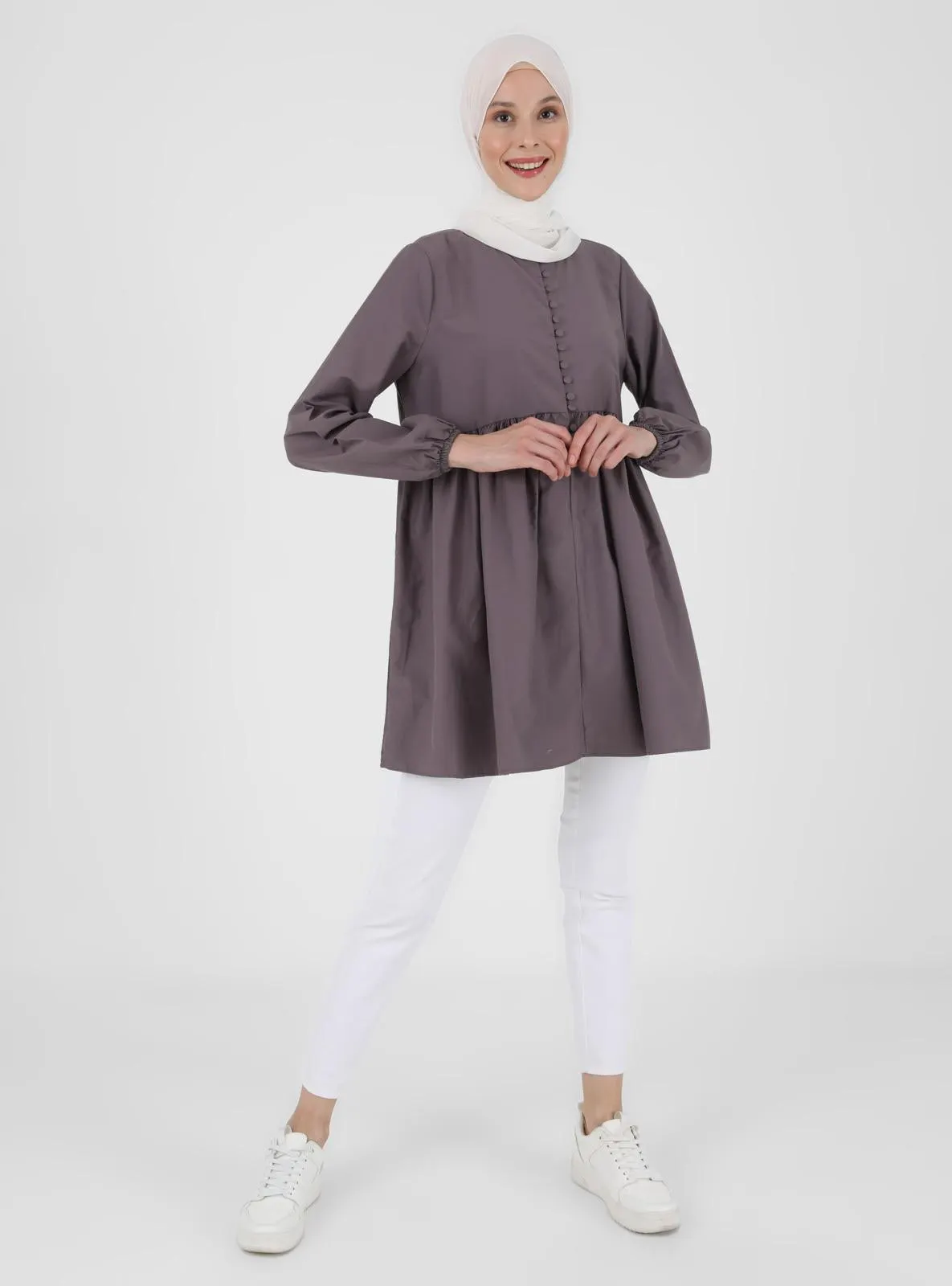 Purple - - Crew neck - Tunic