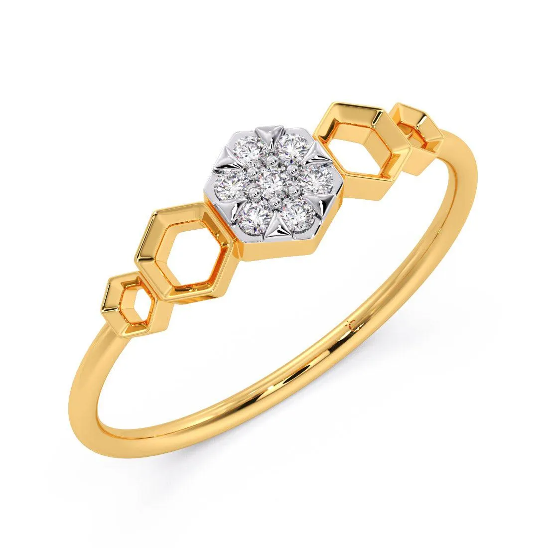 Crystal Hexagon Diamond Ring
