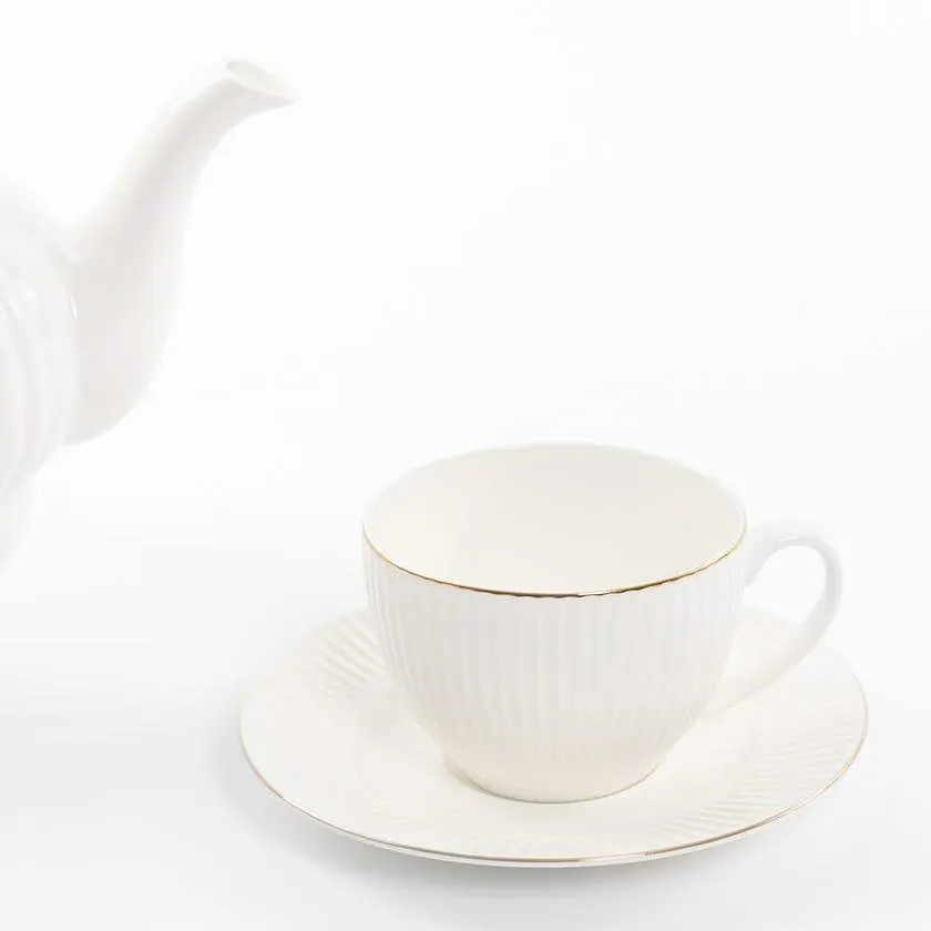 Luce Tea Cup & Saucer Set, White - 220ml