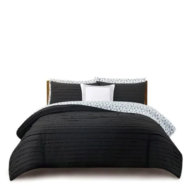 ttc adrianna 8-piece bed in a bag 240x260cm - washed black