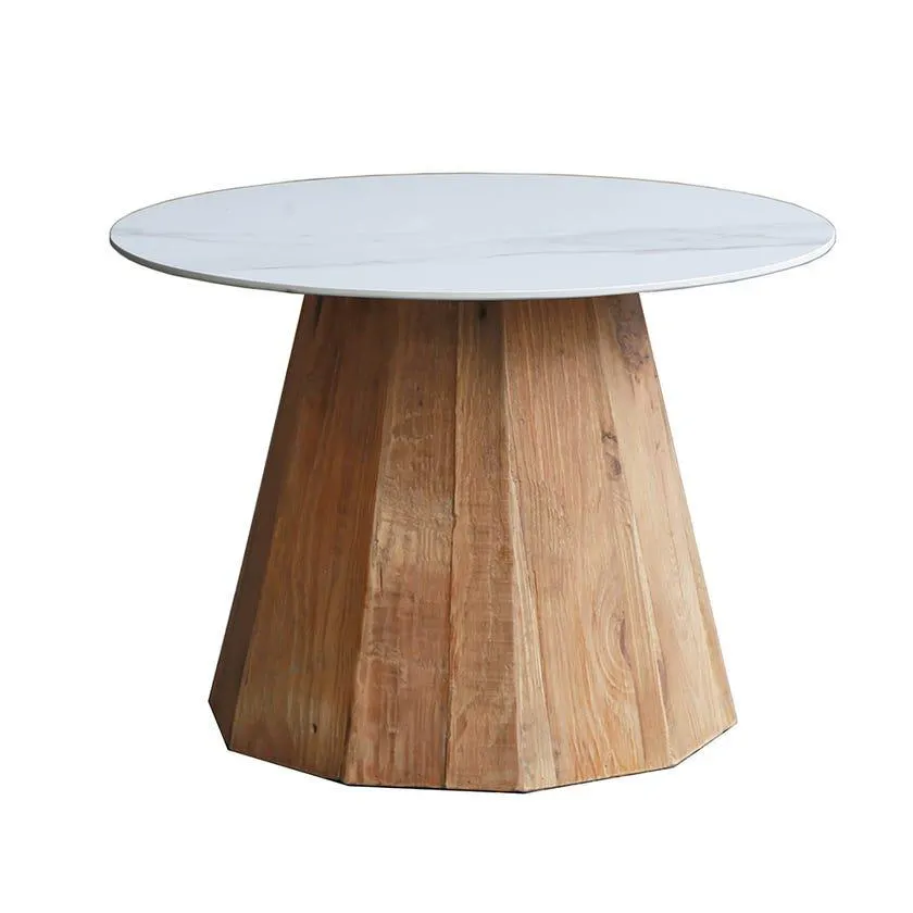 Oxford End Table, White & Natural