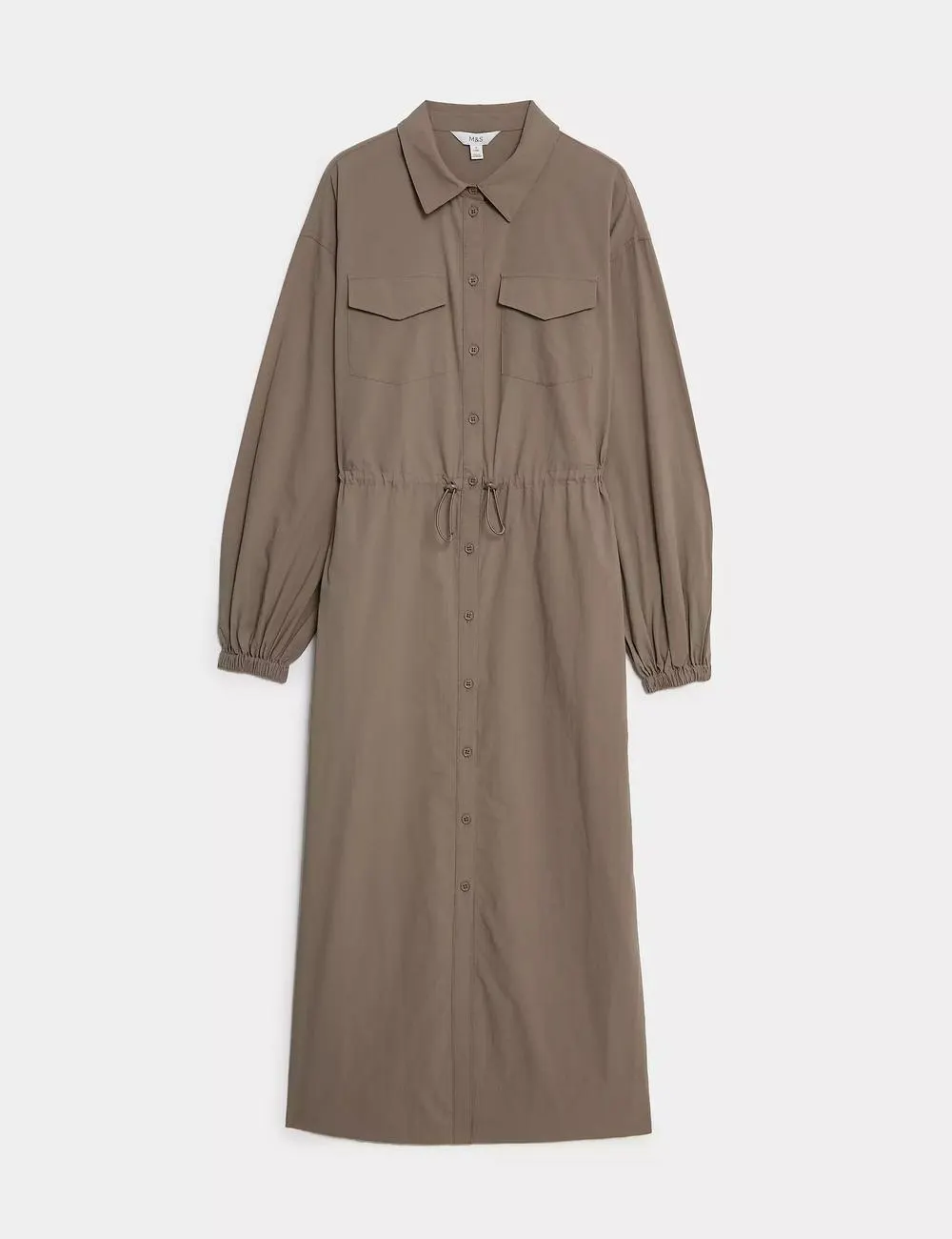 Pure Cotton Collared Midi Shirt Dress
