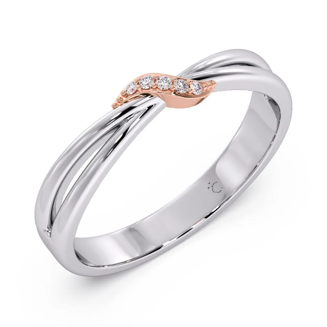 Elijah 2 Tone Diamond Platinum Band Ring