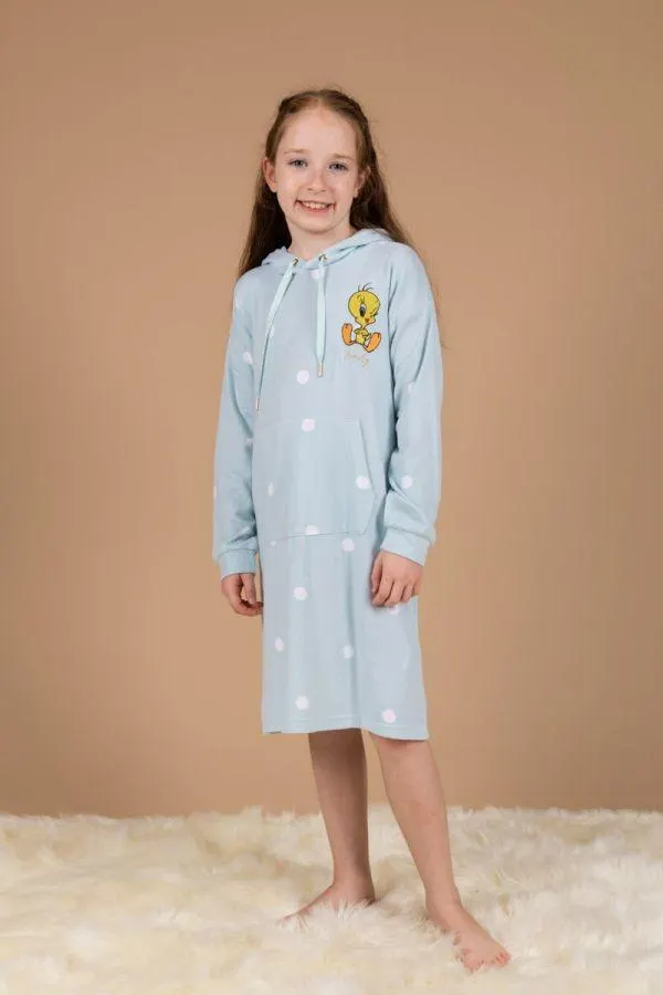 Girls Mint Tweety Polka Hooded Polka