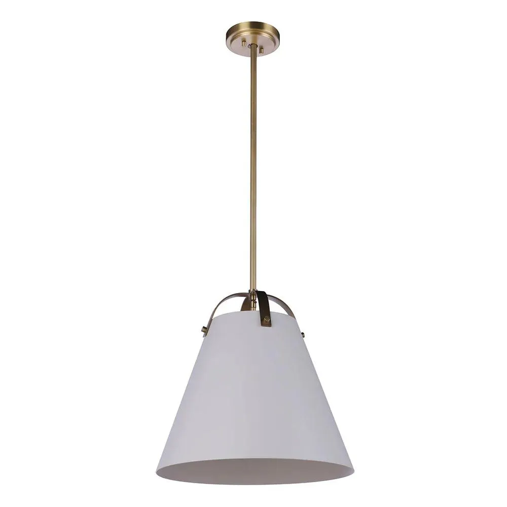 Blakely 1 Light Pendant - White & Aged Brass