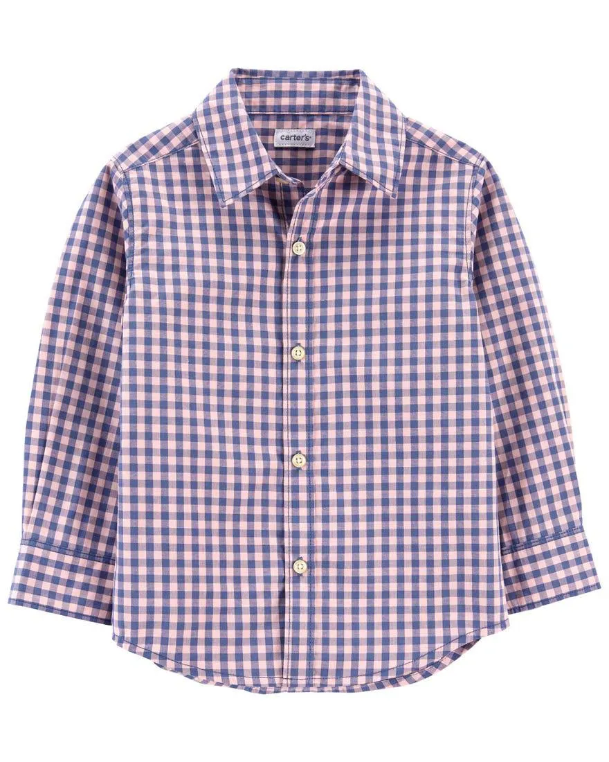 Plaid Button-Front Shirt