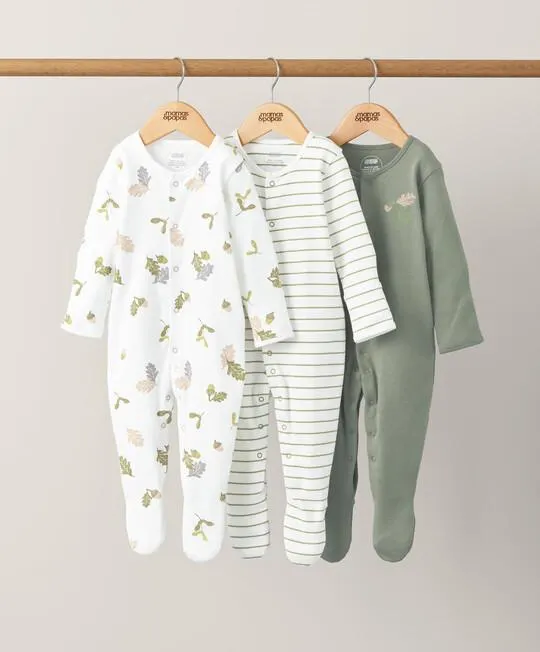 3 pack Into The Woods Sleepsuits