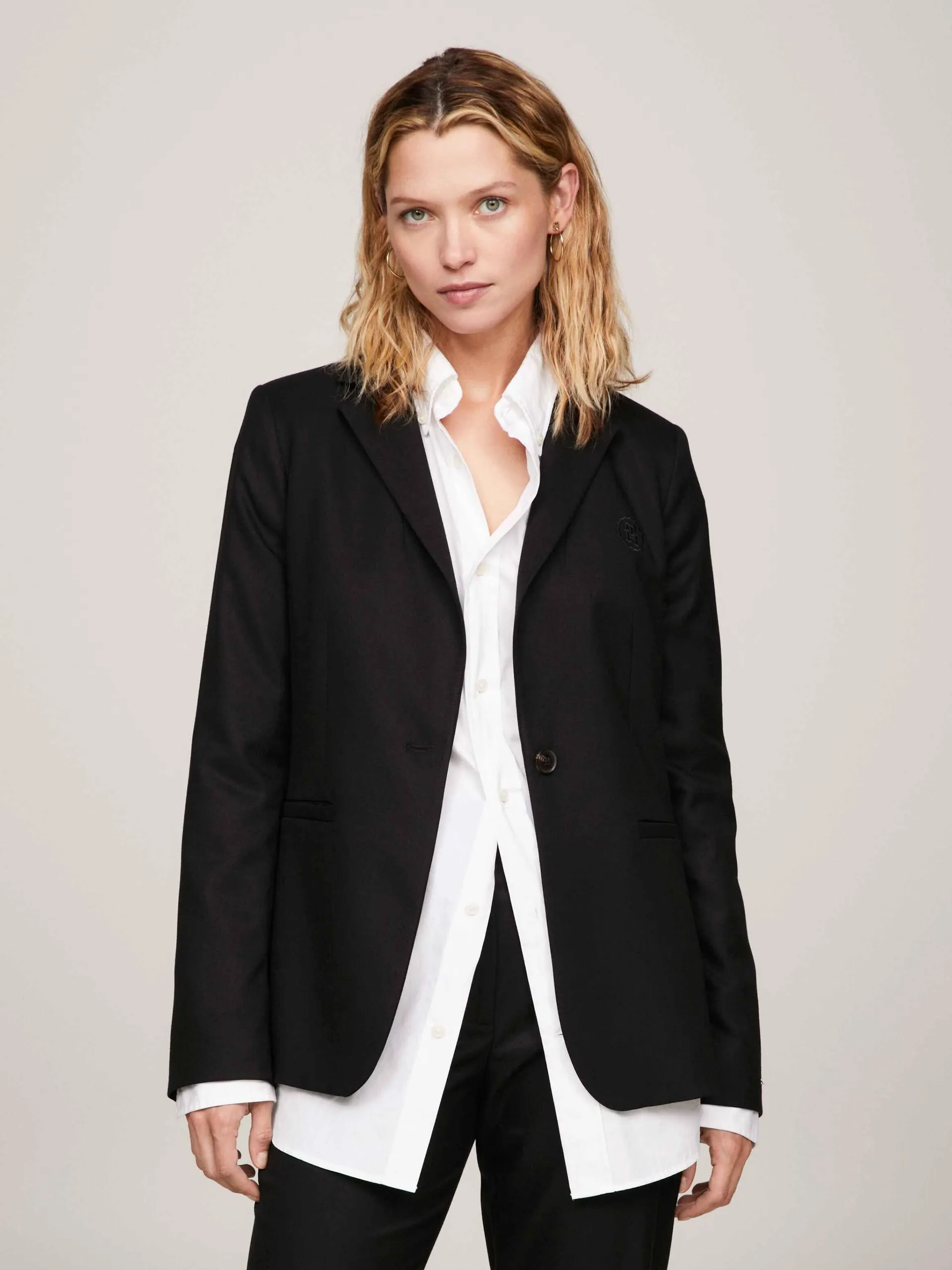 TH Monogram Embroidery Single Breasted Regular Blazer