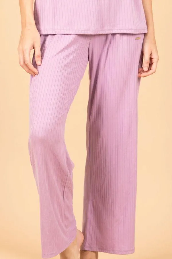 Ladies Dusky Purple Rib Mix & Match Lounge Pant