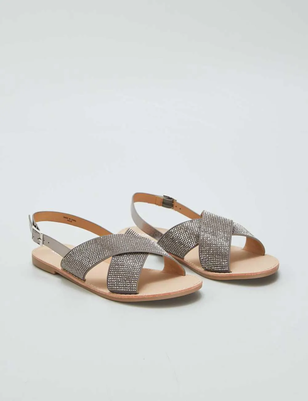 Strappy sandals with rhinestones