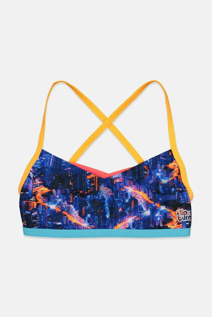 Women Space Dye Bikini Top, Blue Combo