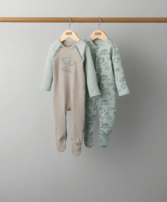 2 Pack Dinosaur Sleepsuits