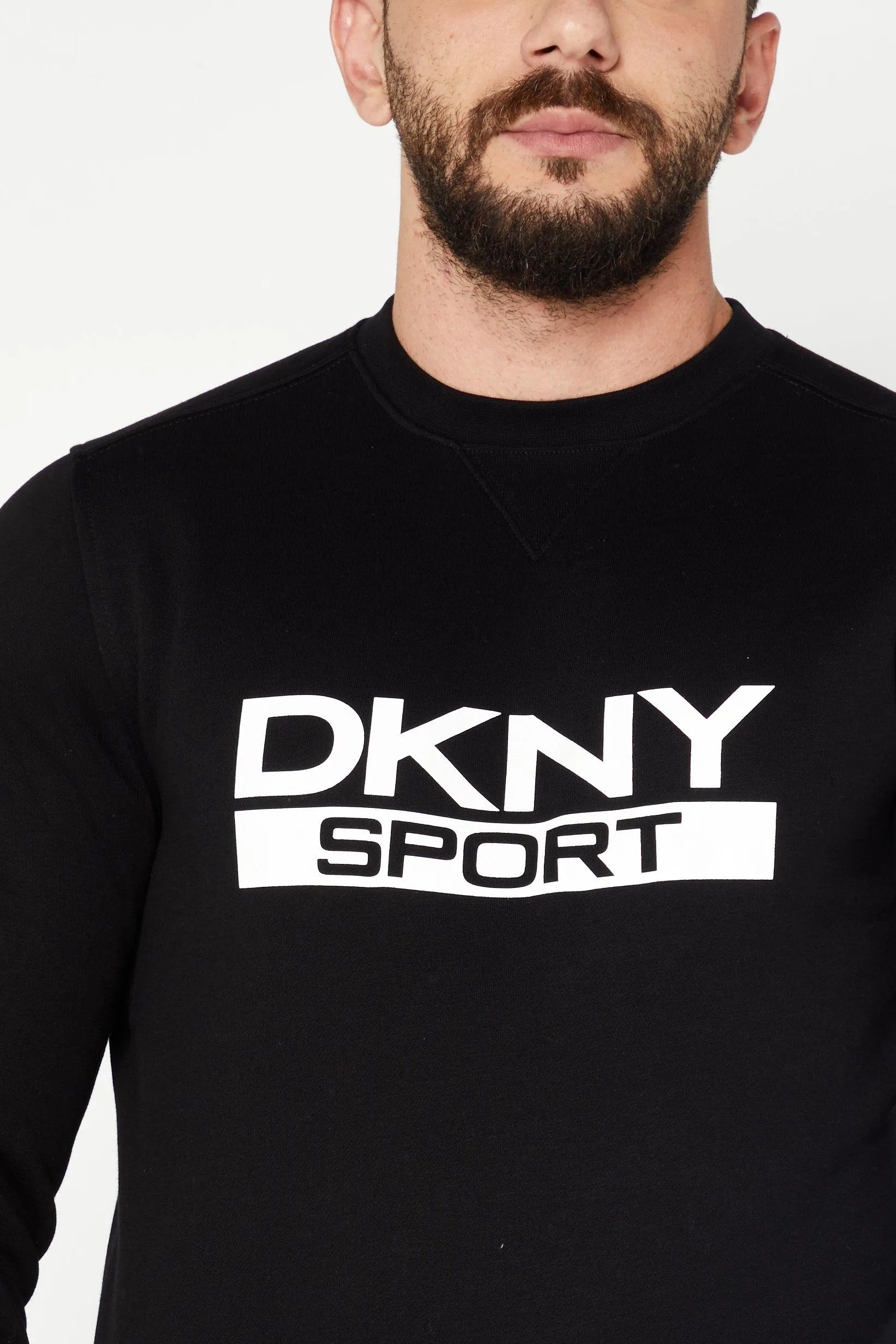 Men Crew Neck Long Sleeve Graphic Print Sweatshirt, Black/White