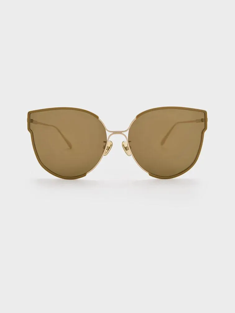 Thin-Rim Butterfly Sunglasses - Khaki
