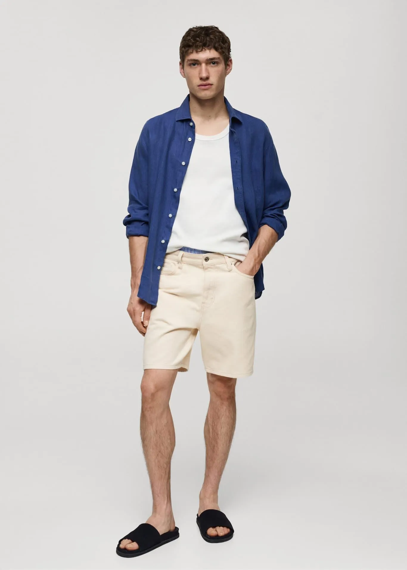 Regular fit denim Bermuda shorts