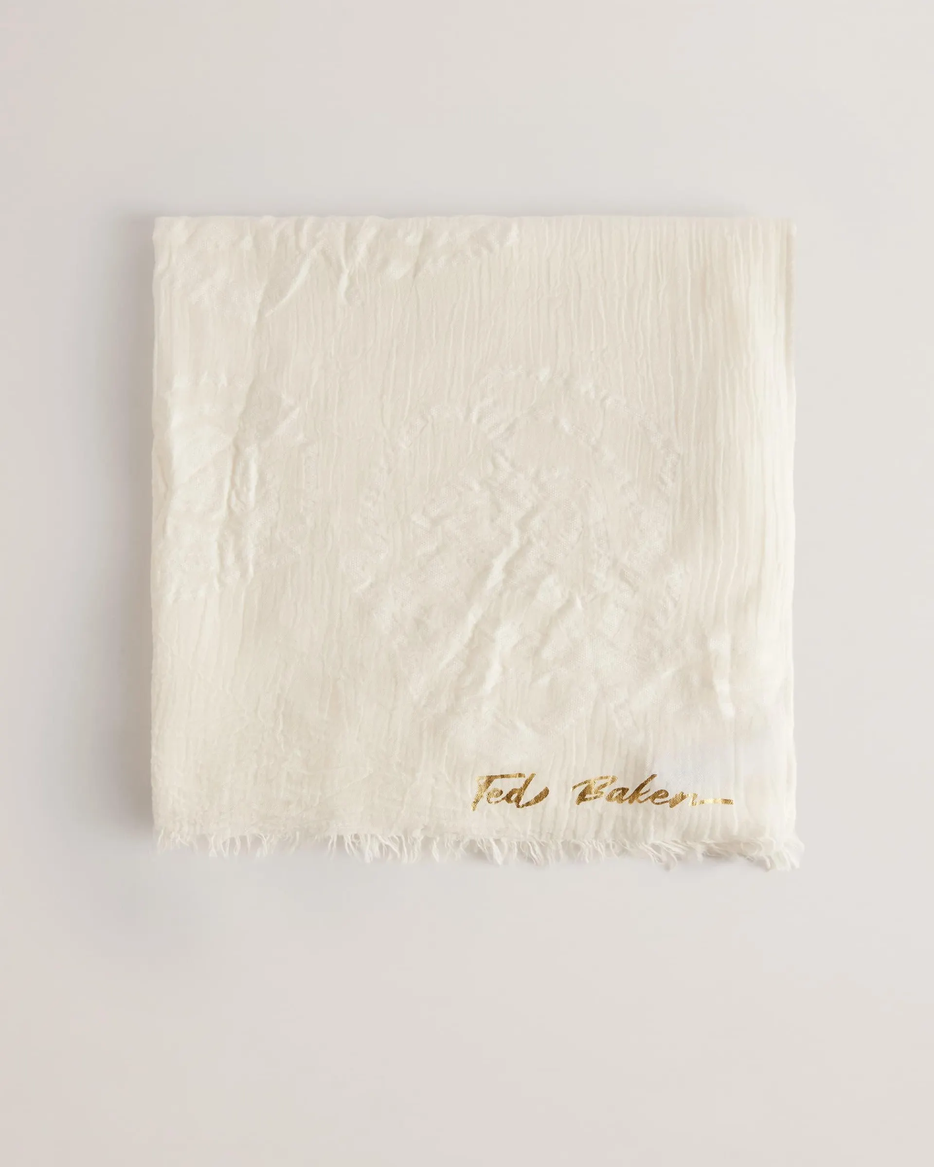 Keliee Floral Branded Cotton Scarf Cream