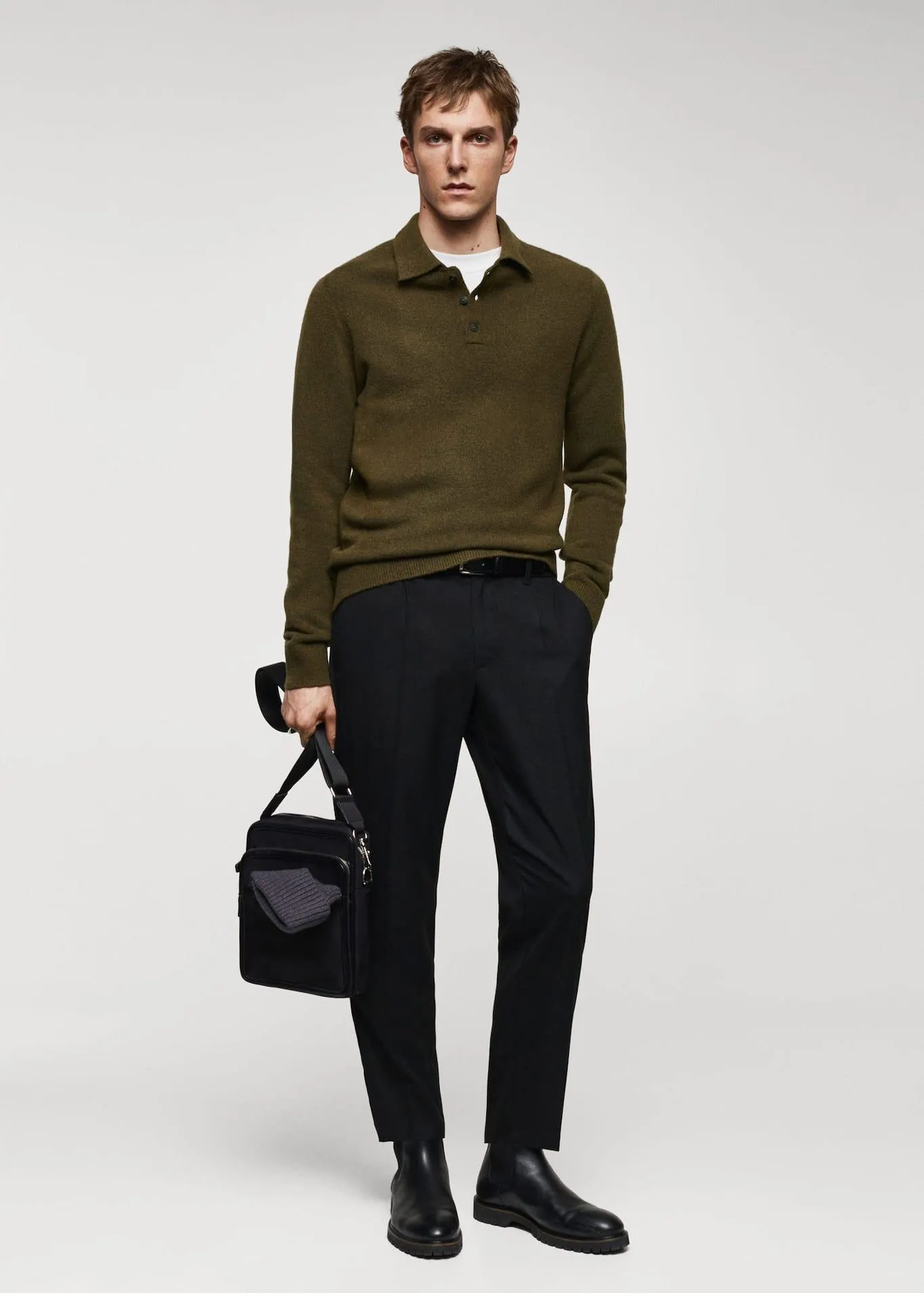 Mini boucle knit polo shirt